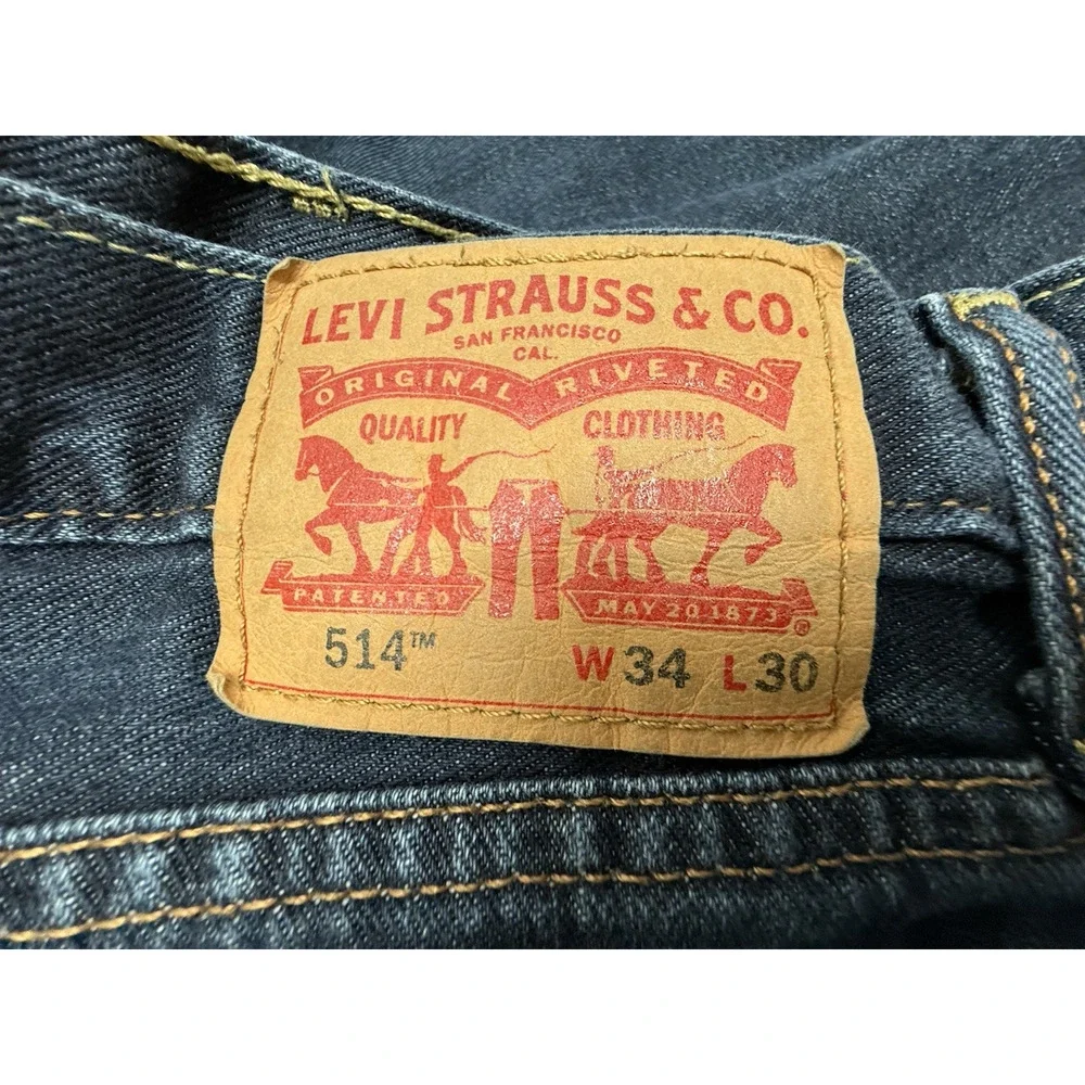 Levi's 514 Jeans Mens Reg Fit Straight Leg Cotton Blend Denim 34x30